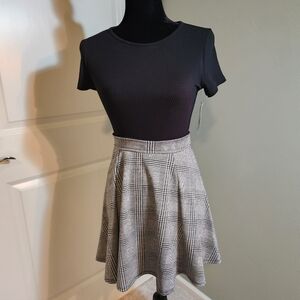 Classic Black and Gray Plaid Junior Small Skirted Dress